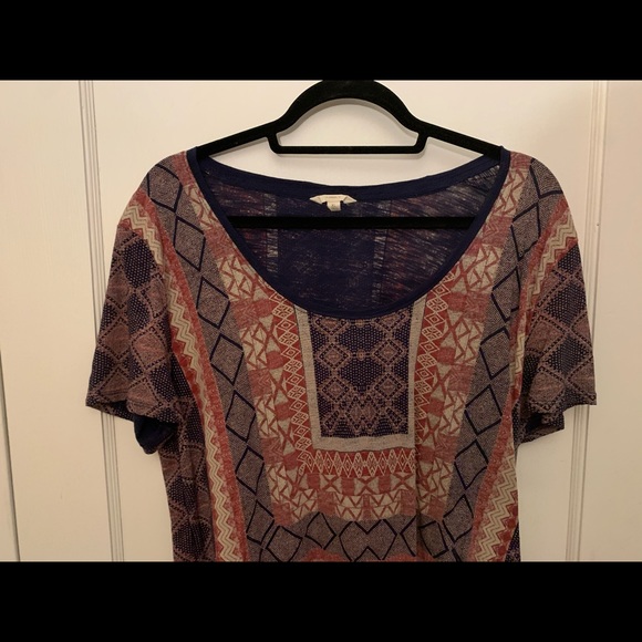 Lucky Brand Geometric Blue & Red Top - Picture 2 of 6